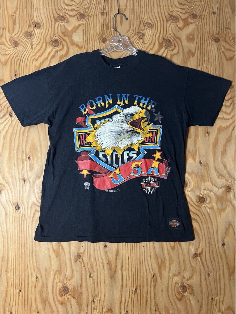 Vtg 1987 Harley Davidson Men’s L Born In USA Daytona Florida Bike Week Shirt USA